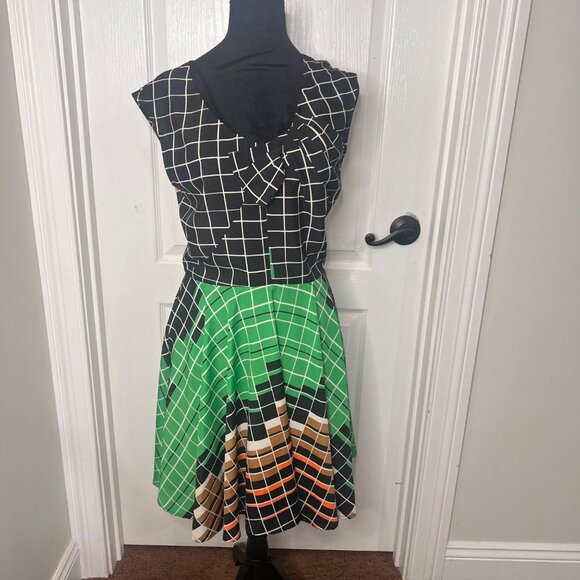 Anthropologie Eva Franco Grid Print Multi-colored Dress Size‎ Large NWT - Picture 6 of 15